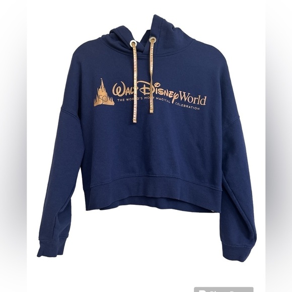 Walt Disney World sweatshirt 50th Anniversary year blue size medium crop hoodie - Picture 1 of 9